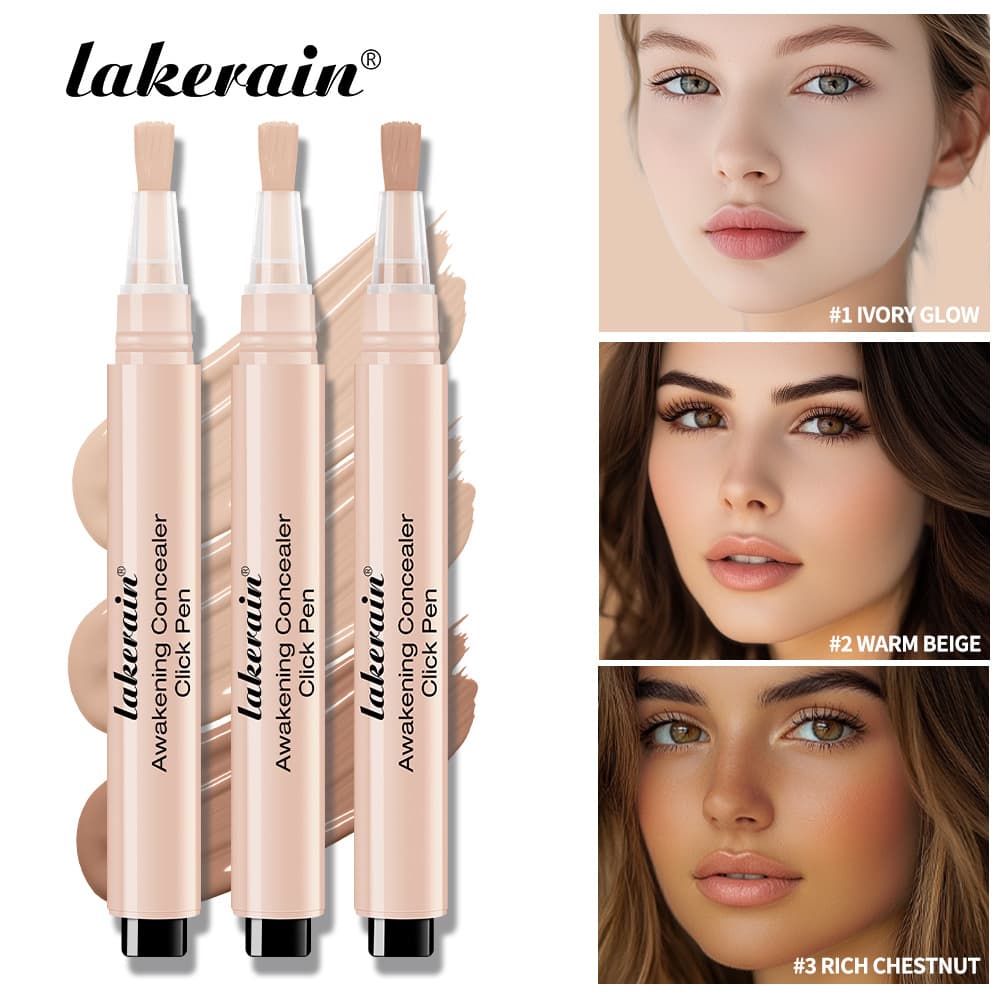 lakerain Press Concealer Pen for Dark Circles, Acne Scars, Spots, Brightening Face Brush Concealer Liquid