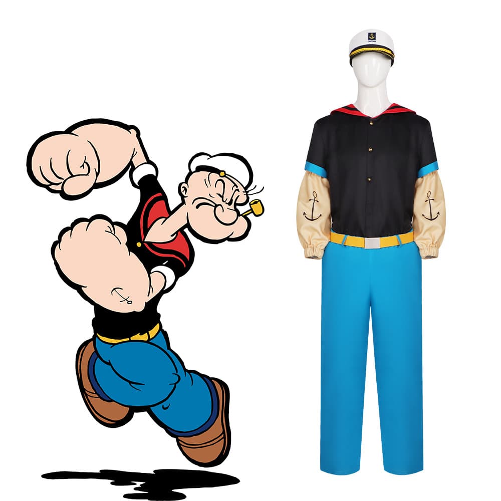 Popeye Cos Costume Popeye Cosplay Anime Role-Playing Halloween Sailor Costume Anime Performance Outfit