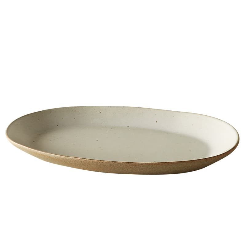 Sanwu Retro Flat Ceramic Oval Plate Creative Home Premium Serving Dish Fish Plate Restaurant Steak Tableware