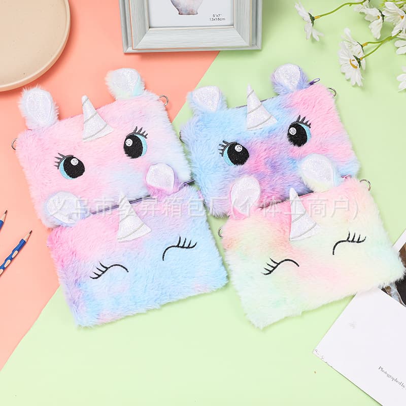 Kindergarten Girl Plush Coin Purse Unicorn Shoulder Bag Kids Cartoon Crossbody Bag Lightweight Storage Bag