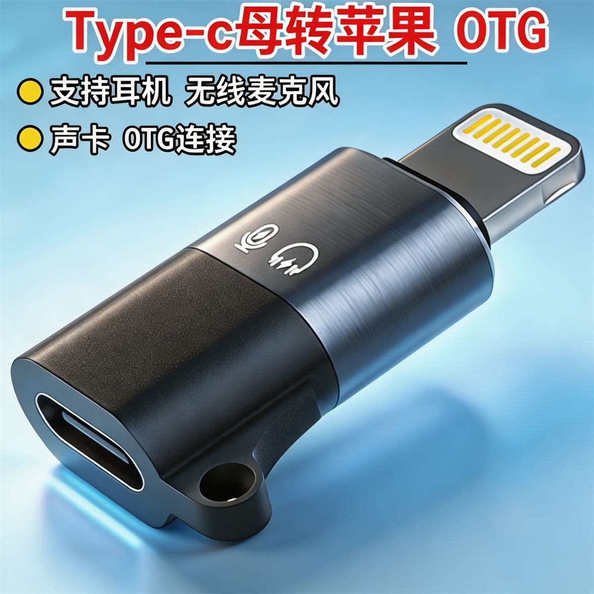 Apple iPhone Adapter Type-C Female to Lightning Wireless Microphone Converter OTG Audio