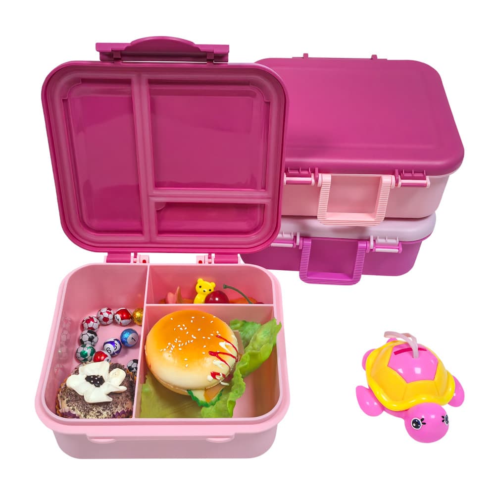 Cross-border Hot-Selling Kids Lunch Box, European and American Raw Materials, Food-Grade Three-Compartment Lunch Box, Microwave-Safe Handheld Snack Box