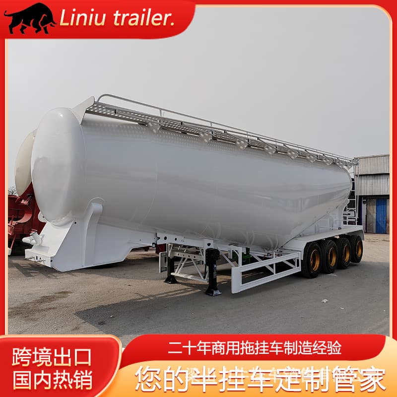 Bulk powder material transport semi-trailer, ash truck, cement tanker, low-density dust self-unloading semi-trailer tanker
