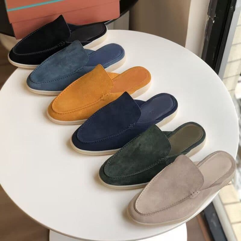 New Summer Closed-Toe Slippers Flat Half Slippers Men's Slip-On Style Men's Shoes Slippers Large Size Summer Slow Walking Shoes