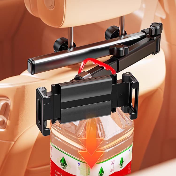 Car Headrest Mount for Phone and Tablet, Foldable, Extendable, Retractable, with 29 Foldable Tablet Clips