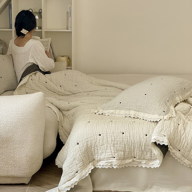 Ins-style Class A 100% Cotton Ten-Layer Crinkled Gauze Spring/Autumn Quilt, Puff Soft Double Bed Air Conditioner Quilt Core, Machine Washable, Drop Shipping