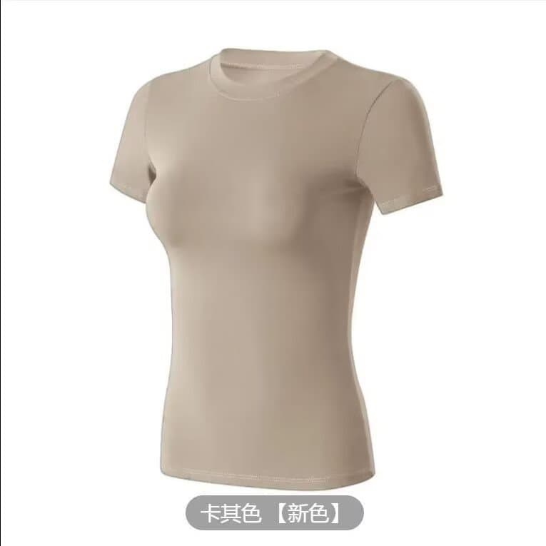 Amazon Cross-border Women's Fitness Short Sleeve Breathable Stretch Quick-dry Gym Tight T-Shirt