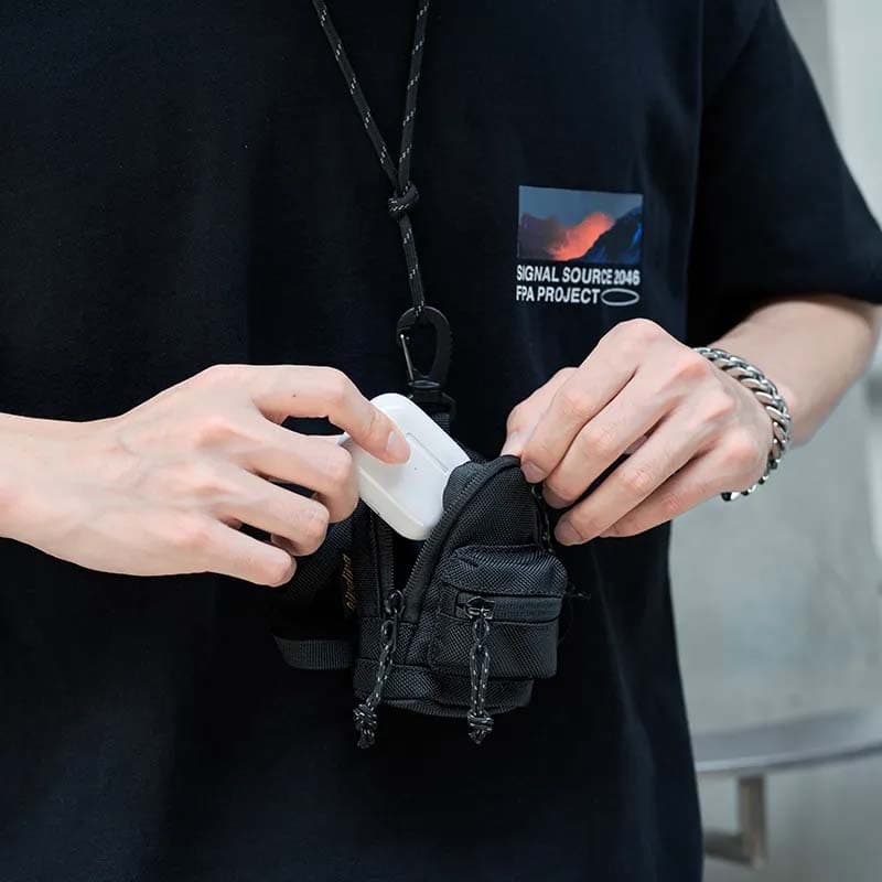 New small and lightweight backpack/earphone holder/card holder/key charm/coin purse/storage bag for men.