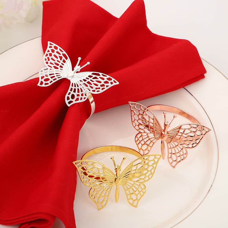 New Hollow Butterfly Napkin Ring, High-end Luxury Style Hotel Table Setting Napkin Clip, Western Elegant Decorative Scarf Ring