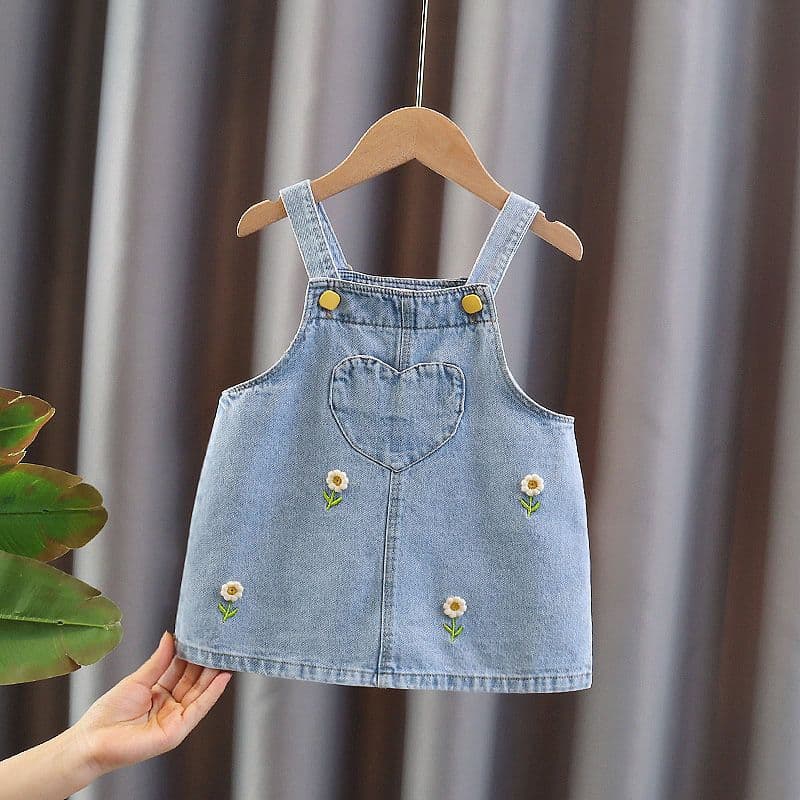 Girls' Denim Suspender Skirt Fashionable Children's Princess Dress Baby Girl Dress Little Girl's Dress Beautiful