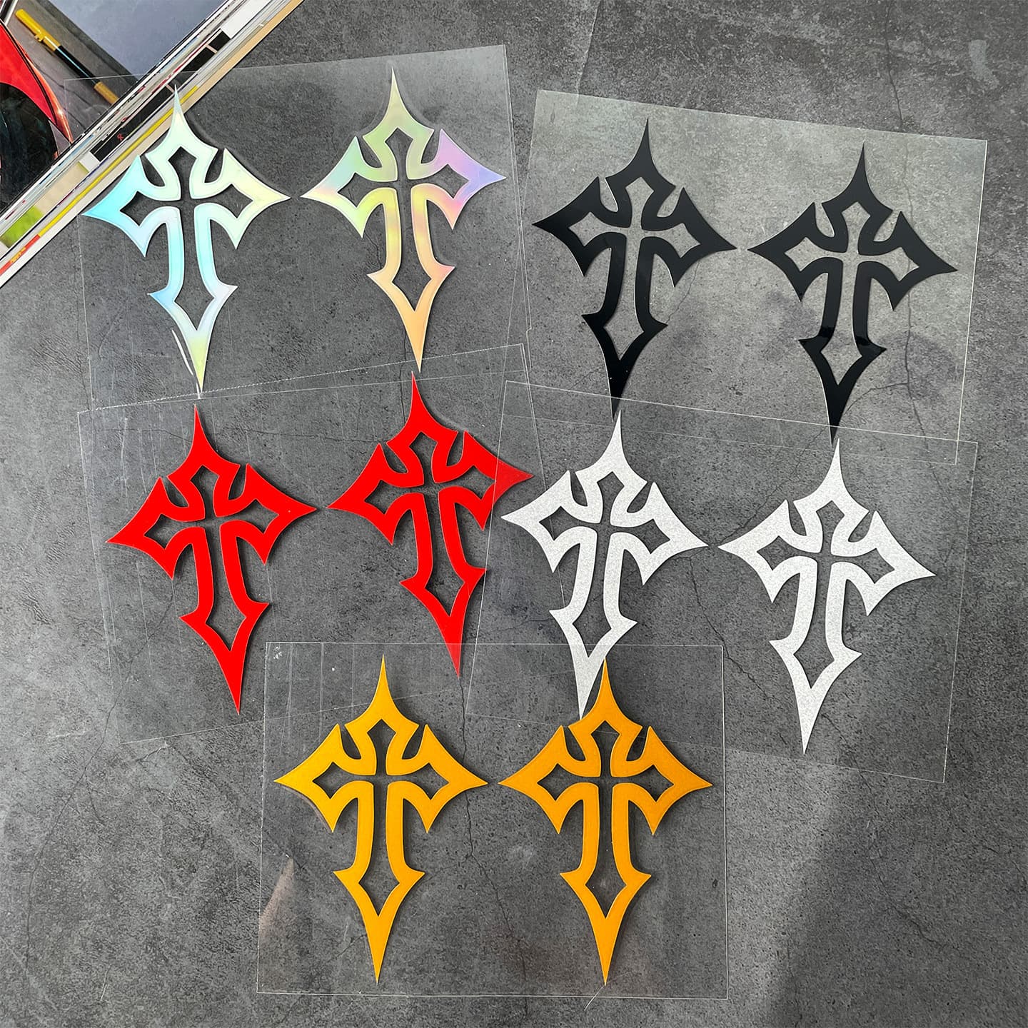 Cross-border Hot Selling Creative Cross Sticker Pattern Motorcycle Sticker Decoration Helmet Modification Reflective Sticker