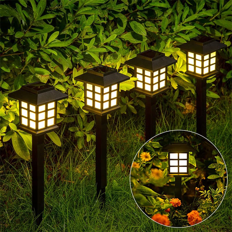 Cross-border Solar Lawn Light Ground Insert Light Small House Light Outdoor Garden Courtyard Light Atmosphere Light Retro Landscape Light