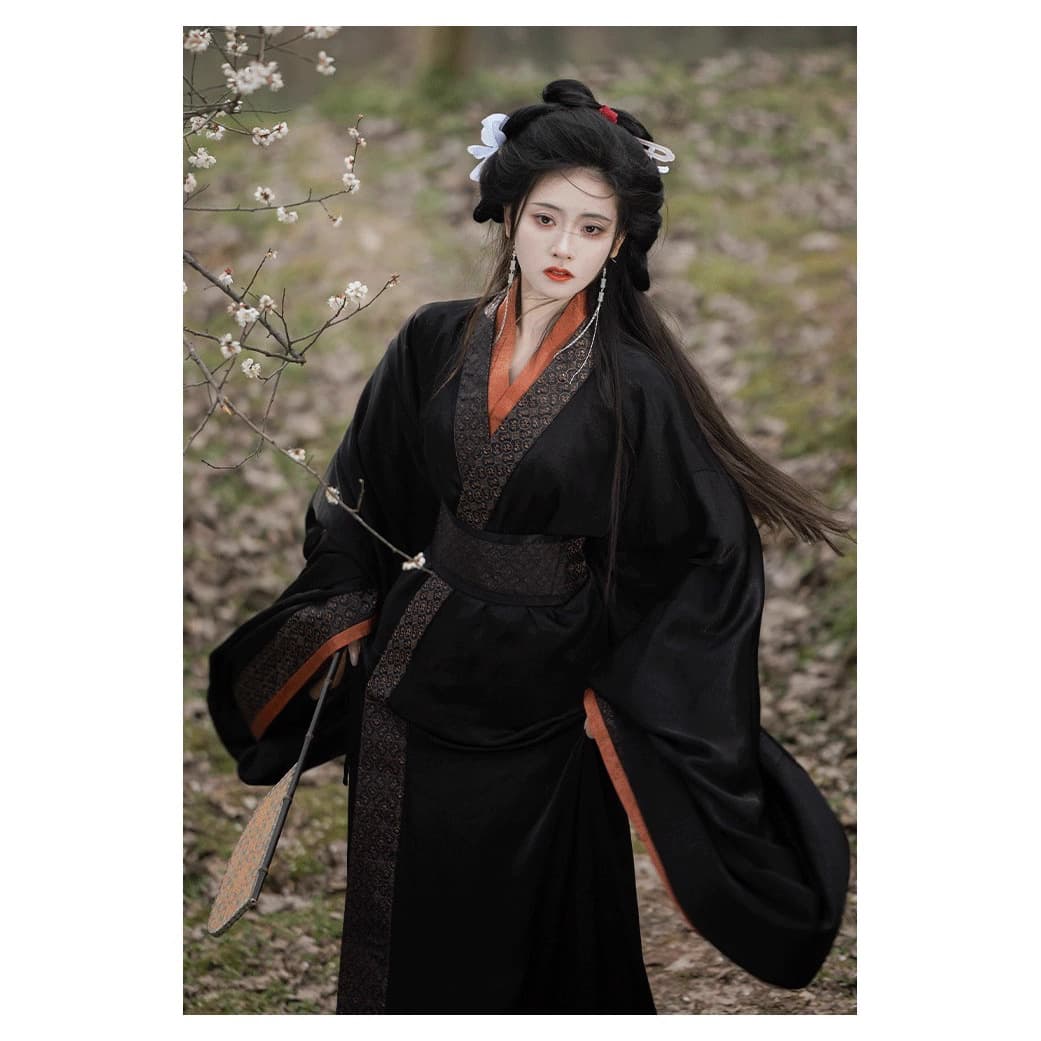 Original Hanfu Women's [Yueshan] Spring-Autumn Straight Hem Warring States Robe Restoration Unisex Couple Hanfu
