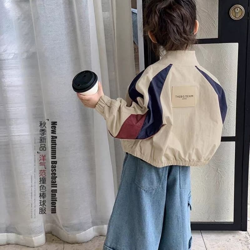 Girls' Baseball Jacket Spring/Fall 2026 New Trendy Contrast-Color Jacket for Girls, Stylish Casual Coat