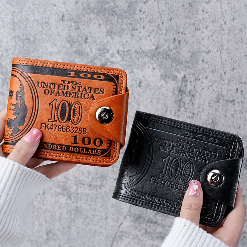 Cross-border popular men's wallet with dollar pattern popular ultra-light PU bag multi-functional retro multi-card slot manufacturer