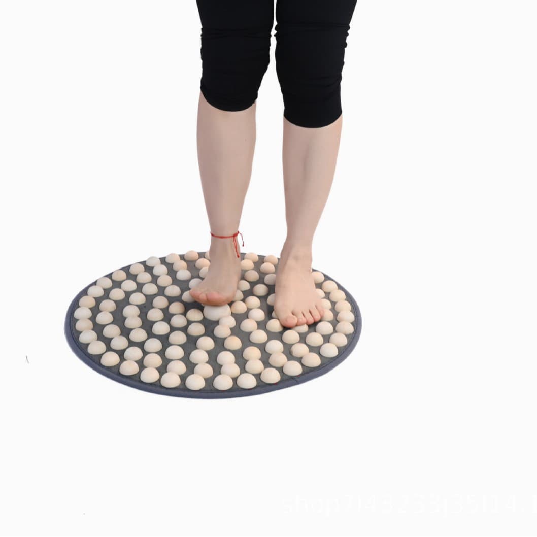 Solid Wood Foot Acupressure Mat for Slow Jogging and Meridian Stimulation with Indoor Massage Points