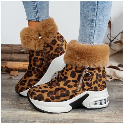 Women's Snow Boots 2023 Winter New Korean Style Suede Short Boots with Fleece Lining, Warm and Height-Increasing Cotton Boots, Trendy Fleece-Lined Short Boots