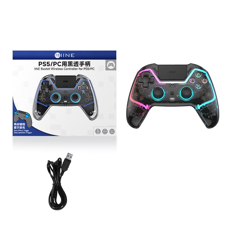 IINE PS5 Wireless Bluetooth Controller PS5/PC Controller iOS/Android Transparent Hall Effect Controller L1063