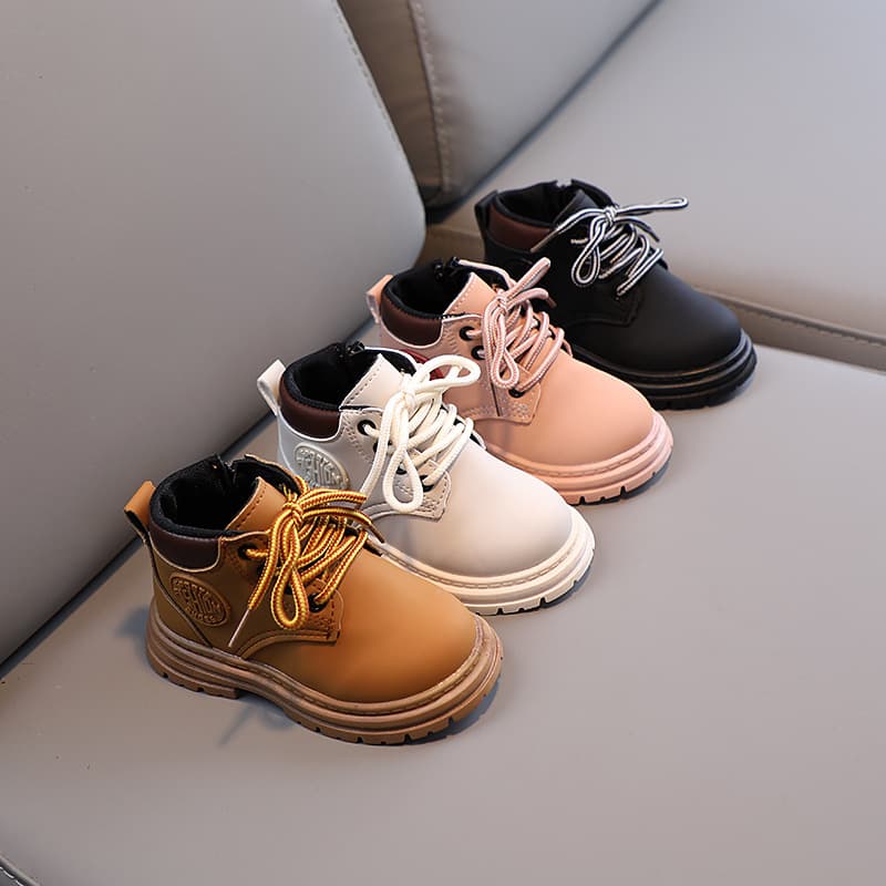 Children's Autumn Winter Fashion British Ankle Boots Boys Fashion Martin Boots Side Zipper Girls Soft Sole Single Boots