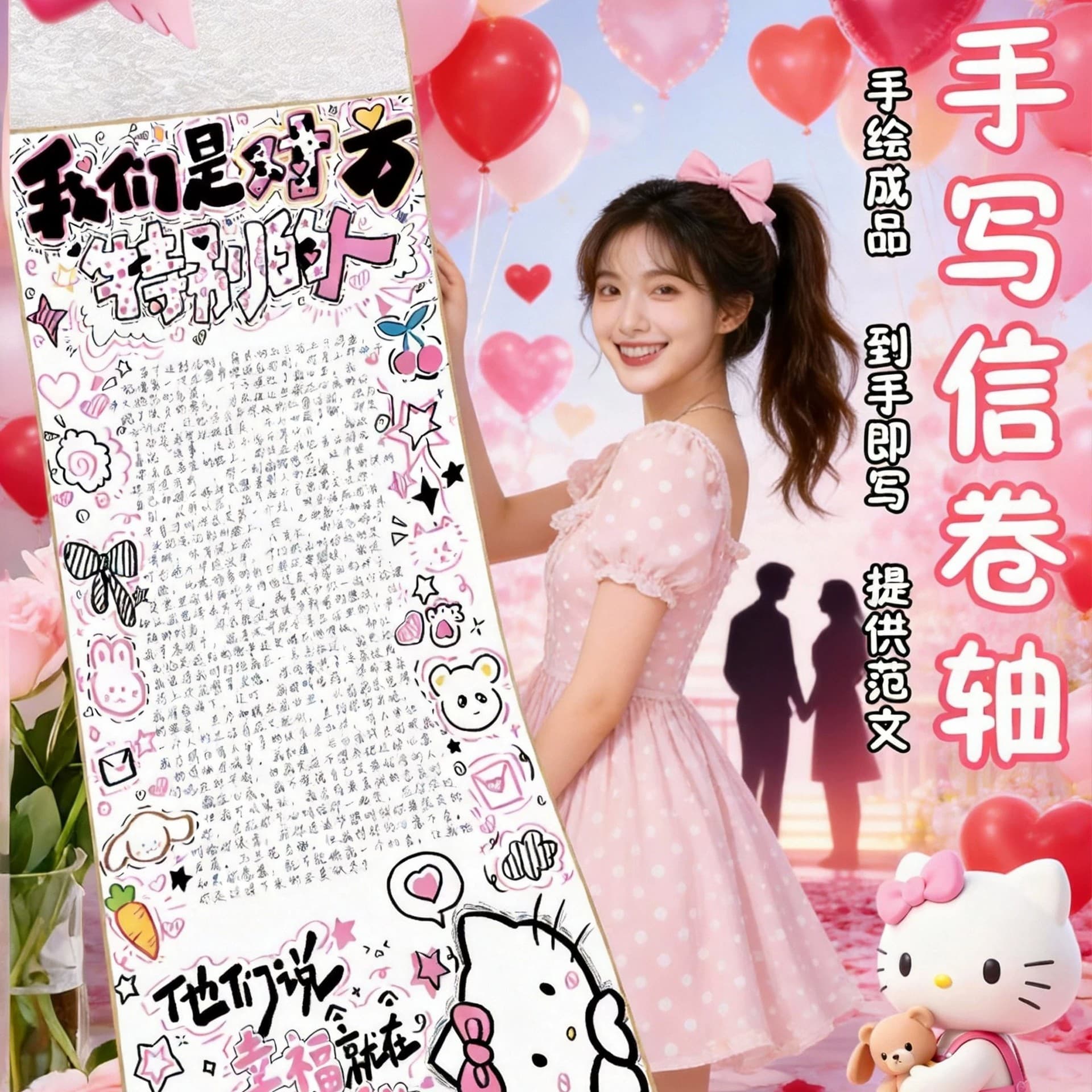 Scroll Handwritten Letter Xiaohongshu Same Style Blank Scroll Handwritten DIY Birthday Confession Gift One Meter Long Letter Paper Love