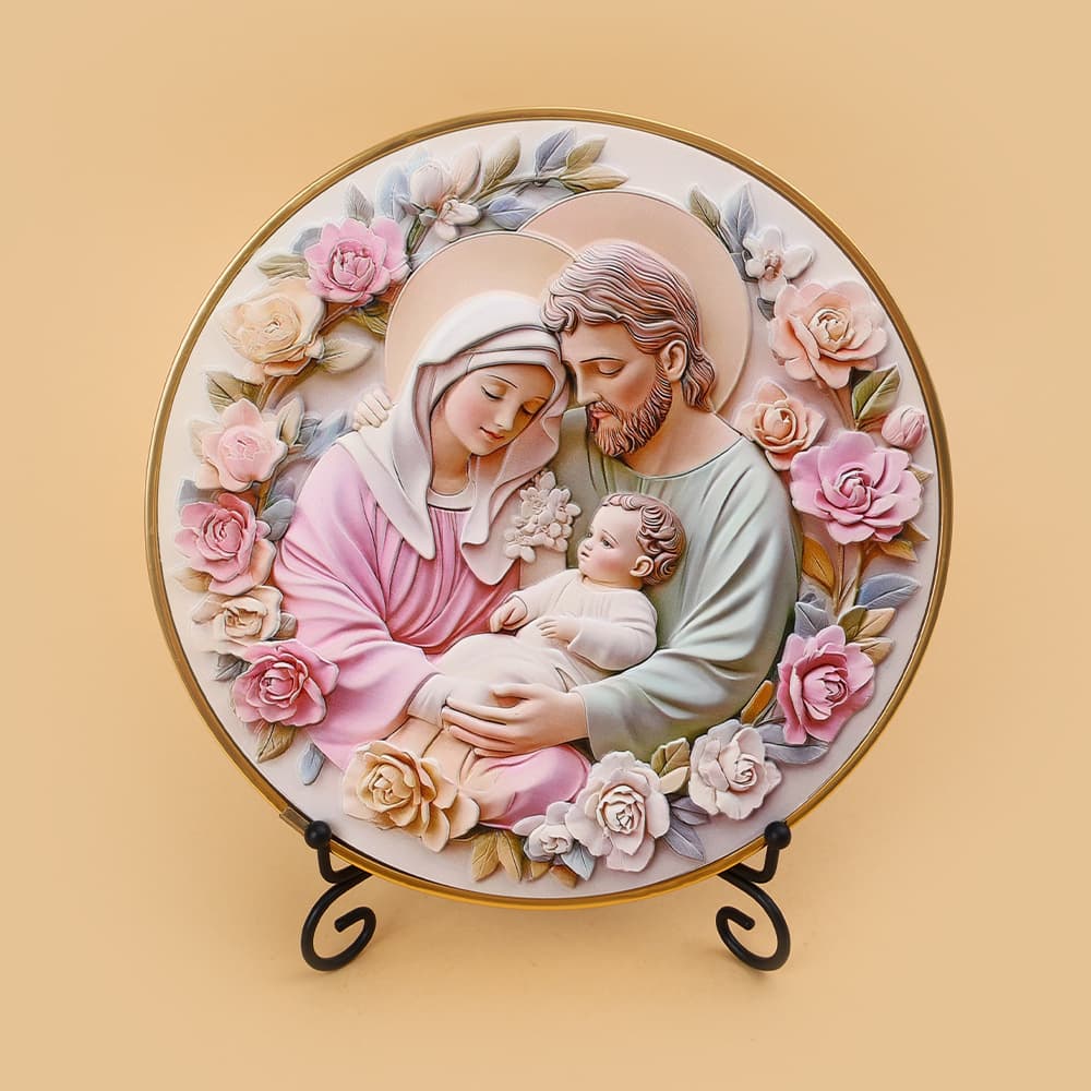 Cross-border pink garland wooden ornaments Holy Family birth scene hanging decorations