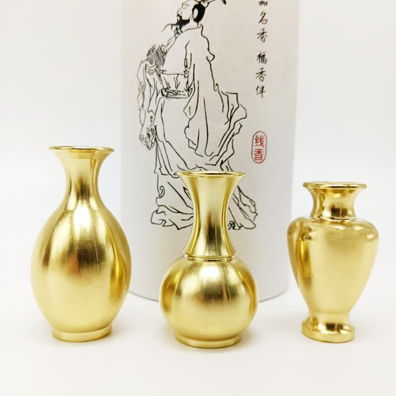 Brass Ruyi vase incense holder incense holder incense holder gourd water purification bottle incense holder aromatherapy stove incense holder desktop small ornaments batch