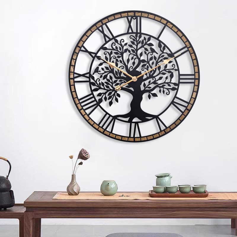 Modern Minimalist Living Room Tree-Shaped Fashion Silent Wall Clock 2025 New Model No-Drilling Hanging Clock