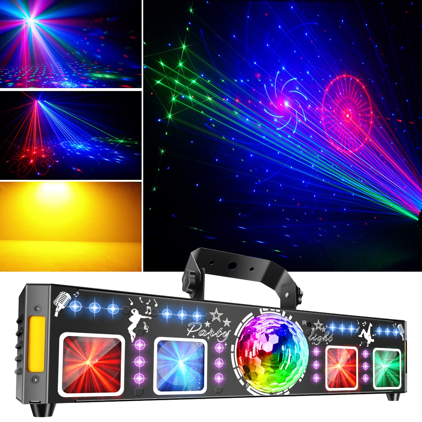 4-Head Laser Stage Light with 96 Patterns, Mini Magic Ball Light for KTV Bar Atmosphere Birthday Party Laser Flash