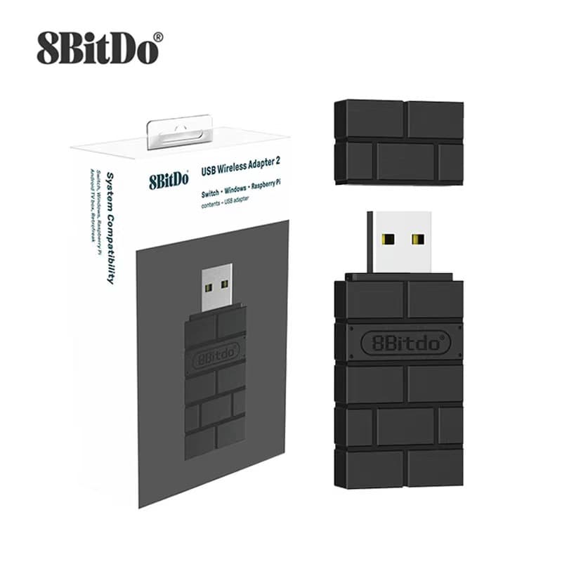 8BitDo USB Wireless Receiver 2 Black RR Receiver One-Click Connection for PS5/PS4 and Switch