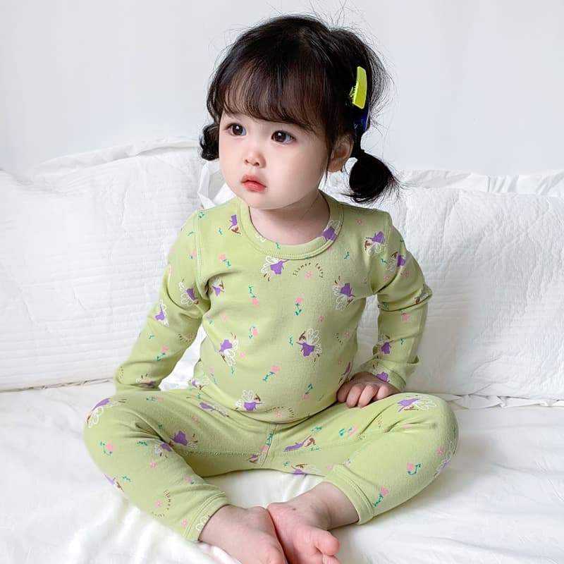 Children's pure cotton Category A underwear set, girls' thickened autumn clothes and long johns, forest style baby boy's warm cotton sweater