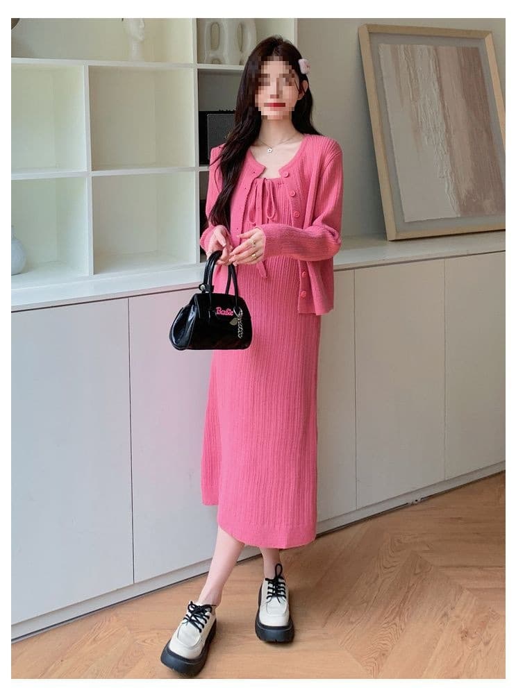 Elegant Maternity Autumn Dress New Style Sweater Two-Piece Autumn Skirt Plus Size Autumn and Winter Set Long Skirt