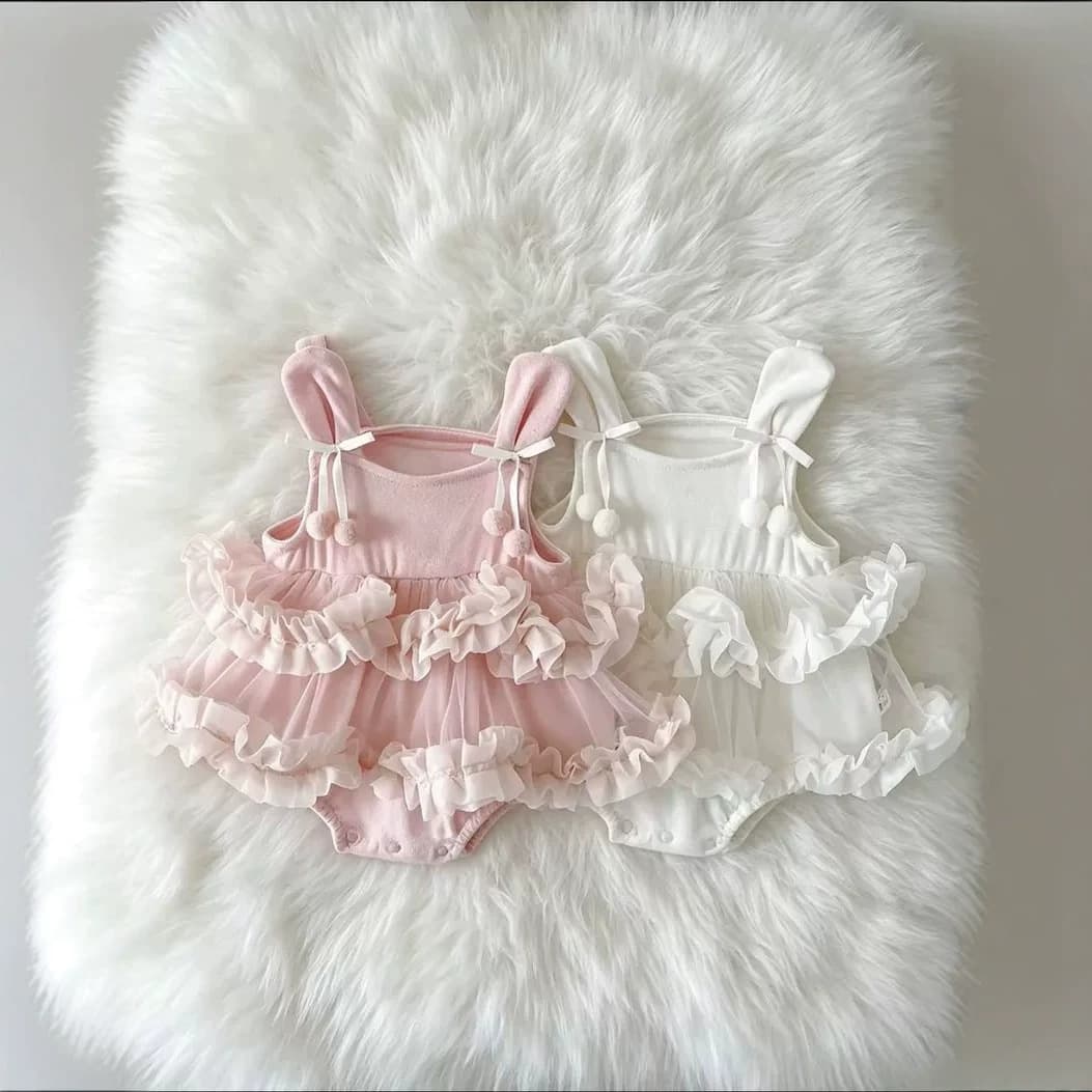 2026 Summer New Infant Korean Sweet Halter Dress Baby Girl Casual Cool Knit Romper