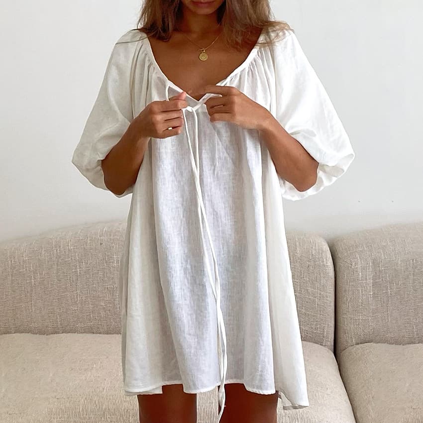 2026 European and American Pure Cotton Breathable Comfortable Cotton Silk Nightgown Women's Summer Pajamas Cross-border Women's Homewear Wearable Outside