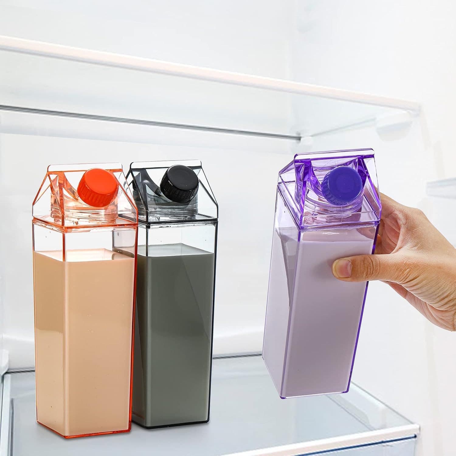 Square milk cup Internet celebrity transparent plastic milk cup rotatable sealing fresh milk storage bottle customization