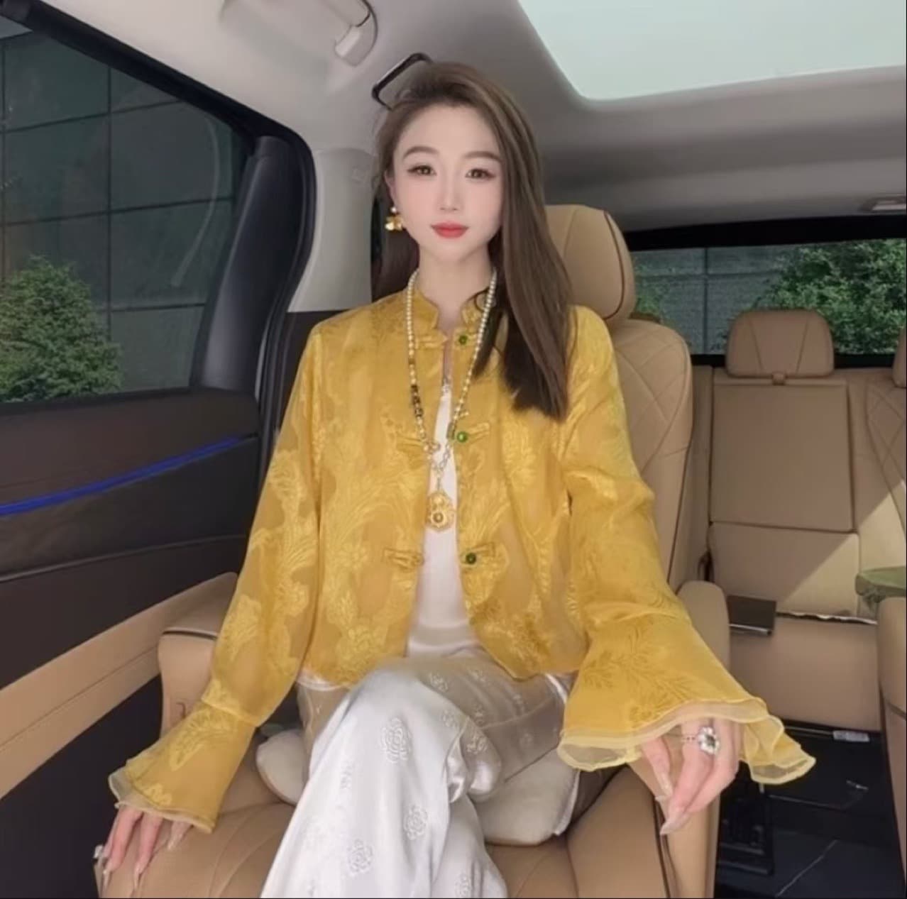 Summer New Chinese Style Hollow Air Quality Fashion Jacquard Sun Protection Jacket with National Style Large Cuffs