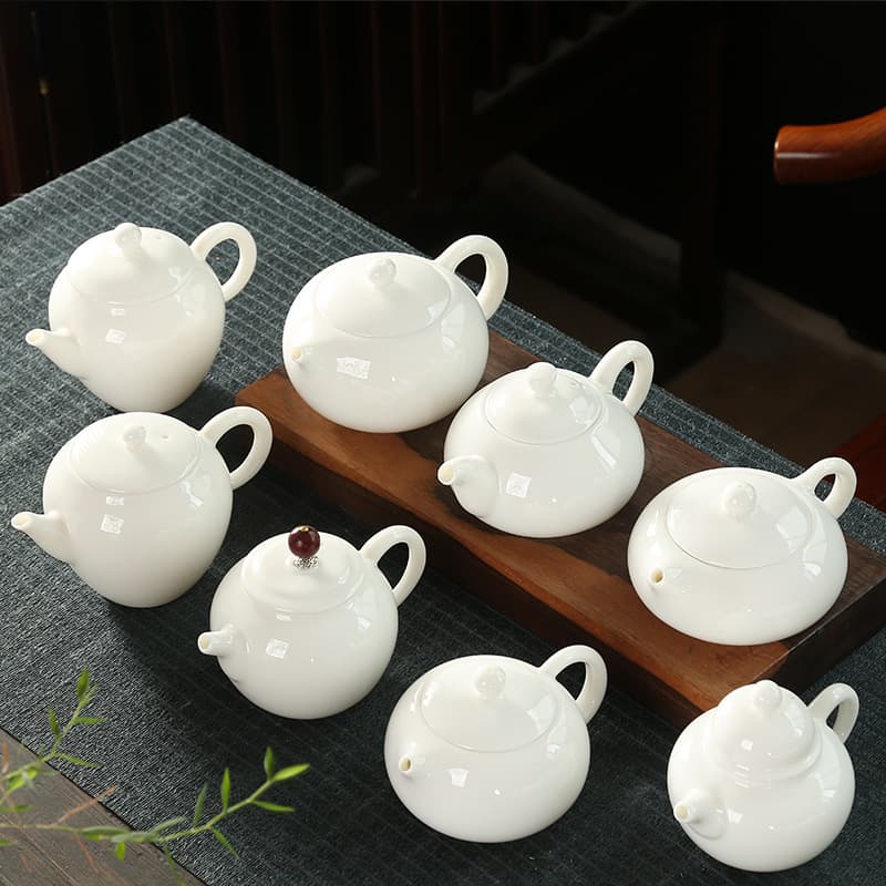Dehua Lard White Porcelain Teapot, Ceramic Home Kung Fu Tea Set, Handmade Simple Small and Large Single Pot Wholesale