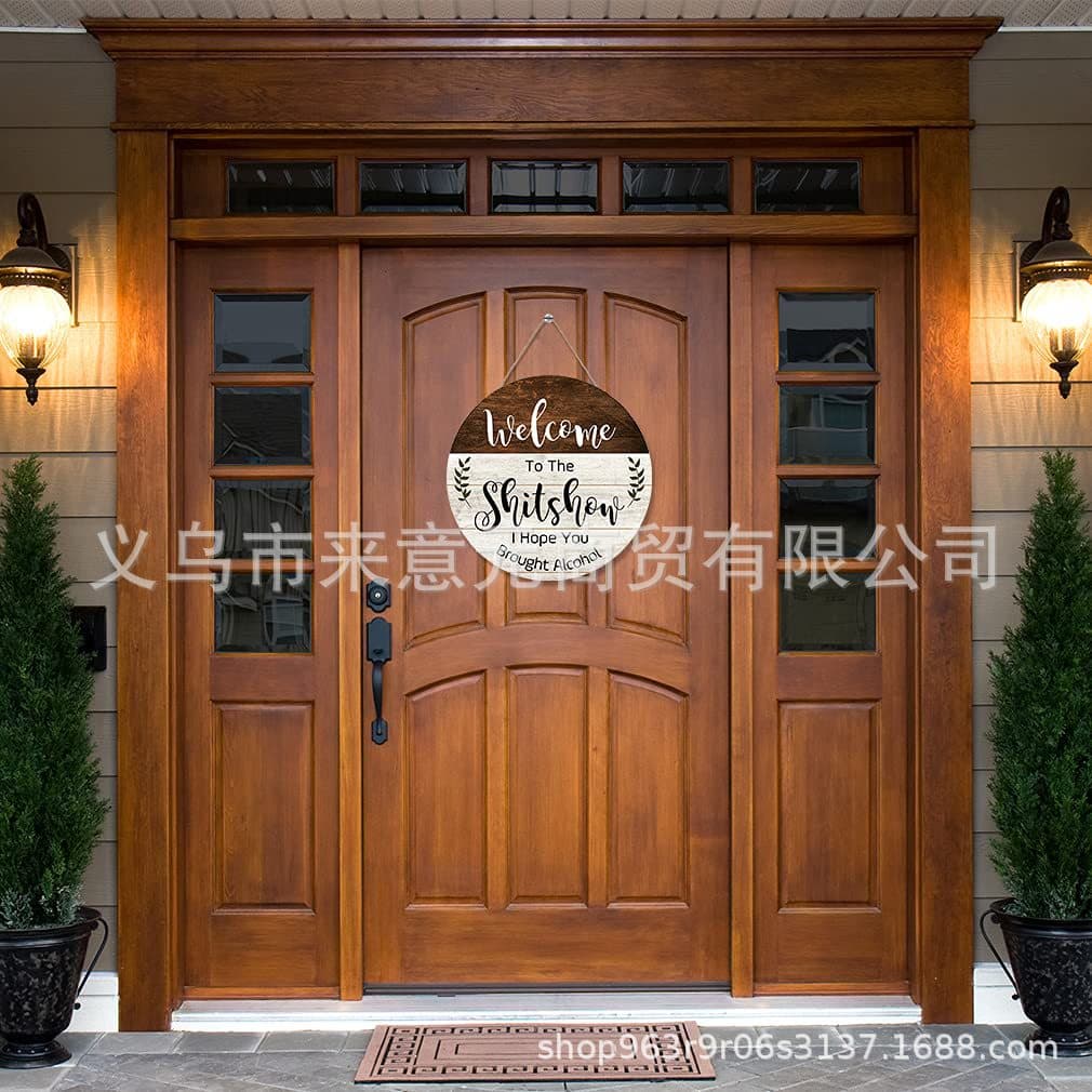 Rustic Wooden Door Sign Wall Mounted Welcome Sign American Style Carved Printing Polished Half Handmade Mechanical Process