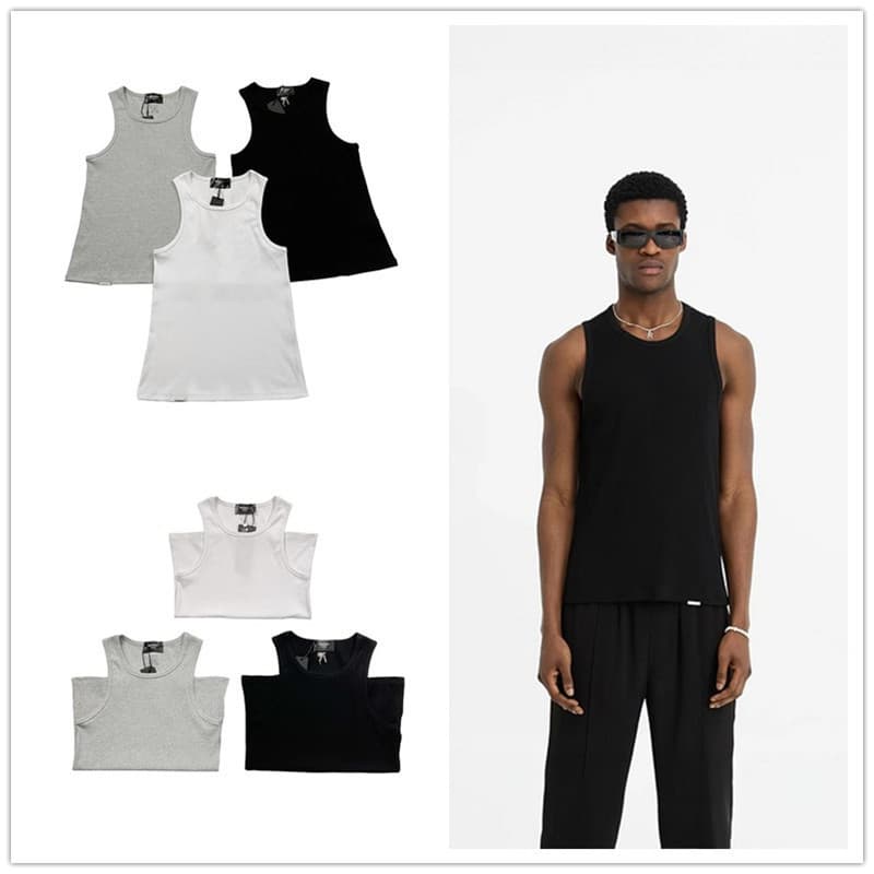REPRESENT Heavyweight American Workwear Slogan Embroidered Knit Solid Vest Men's Slim Fit Sports Gym Tank Top