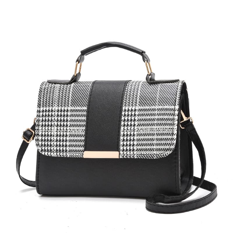 Fashionable Plaid Women's Shoulder Bag Crossbody Small Square Bag Single Strap PU Leather Interior Zipper Closure Chinese Origin