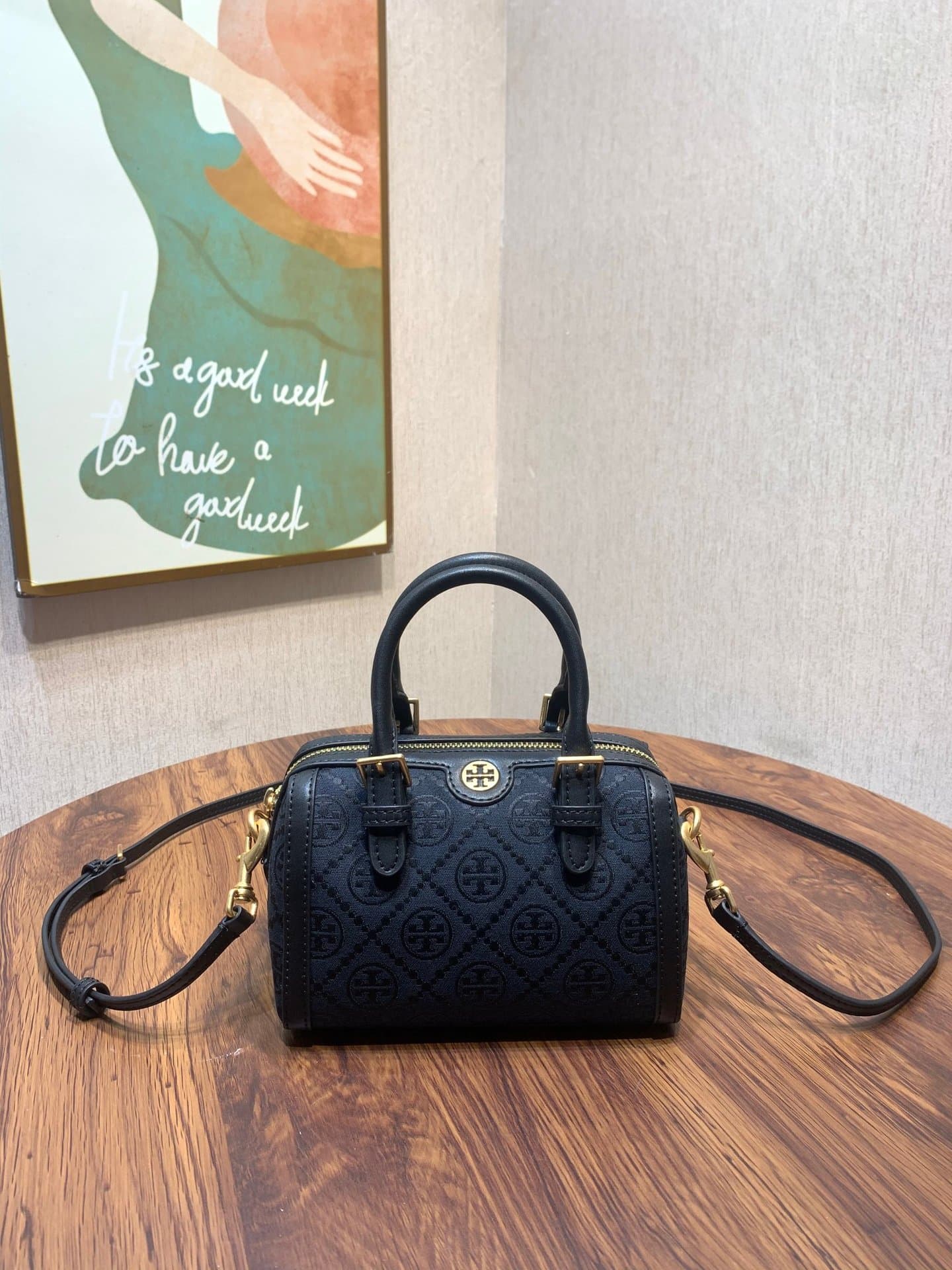 TB Women's Bag TMONOGRAM Boston Pillow Bag Monogram Barrel Bag Shoulder Crossbody Handbag Casual Women's Bag