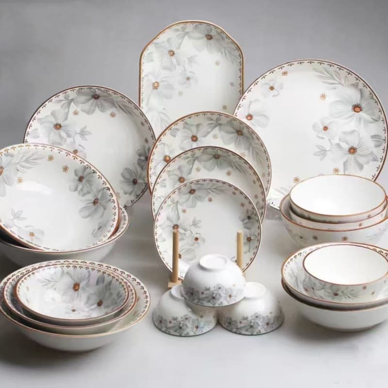 Scandinavian Style Household Ceramic Tableware Rice Bowl Simple Small Bowl Soup Bowl Noodle Bowl Salad Bowl Noodle Bowl Dish Plate Fruit Plate