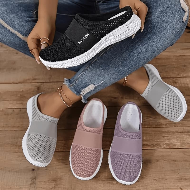 Temu Cross-Border Women's Slippers Outer Wear Thick-Soled Export Cross-Border Women's Shoes Wholesale Women's Breathable Half-Slip Flats Casual Shoes