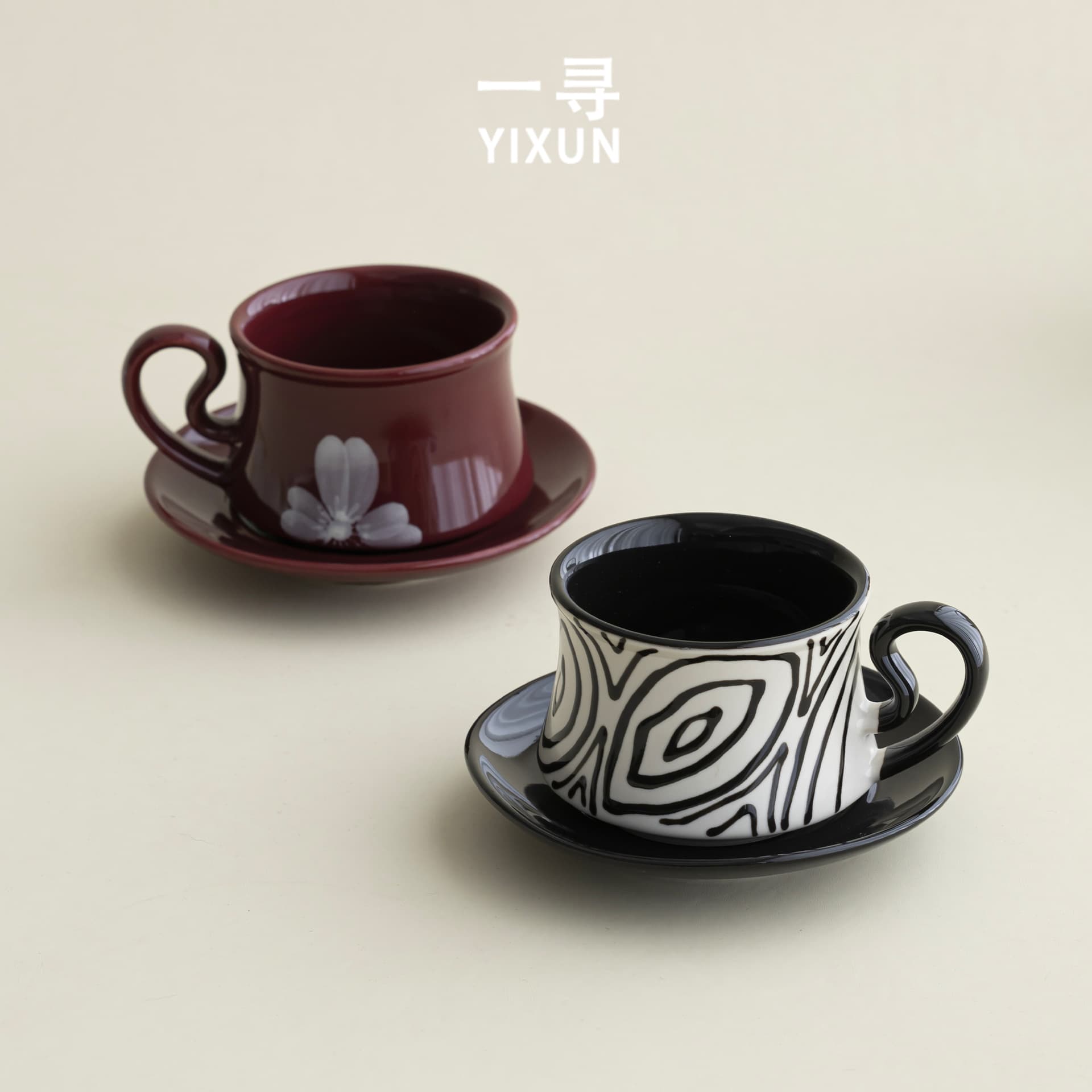 Yi Xun French niche coffee cup and saucer high-value ceramic mug latte American medieval style afternoon tea cup