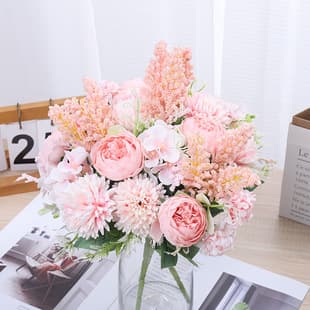 Artificial Flowers European Style 7-Branch Hand-Tied Colorful Peony Home Living Room Bedroom Desktop Decoration Hydrangea