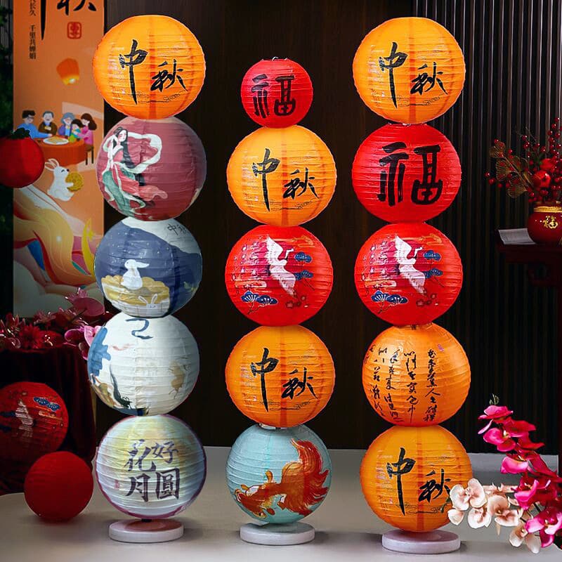 2026 New Fu Character Mid-Autumn Festival Chinese Style Lantern National Day Decoration Handmade Lantern Mall Window Spring Festival Lantern