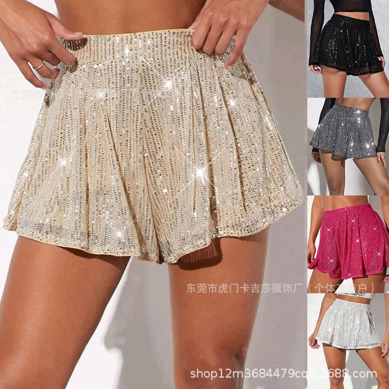 Women's cross-border e-commerce, European and American style, Amazon AliExpress, women's sparkly sequined shorts, glossy pants.