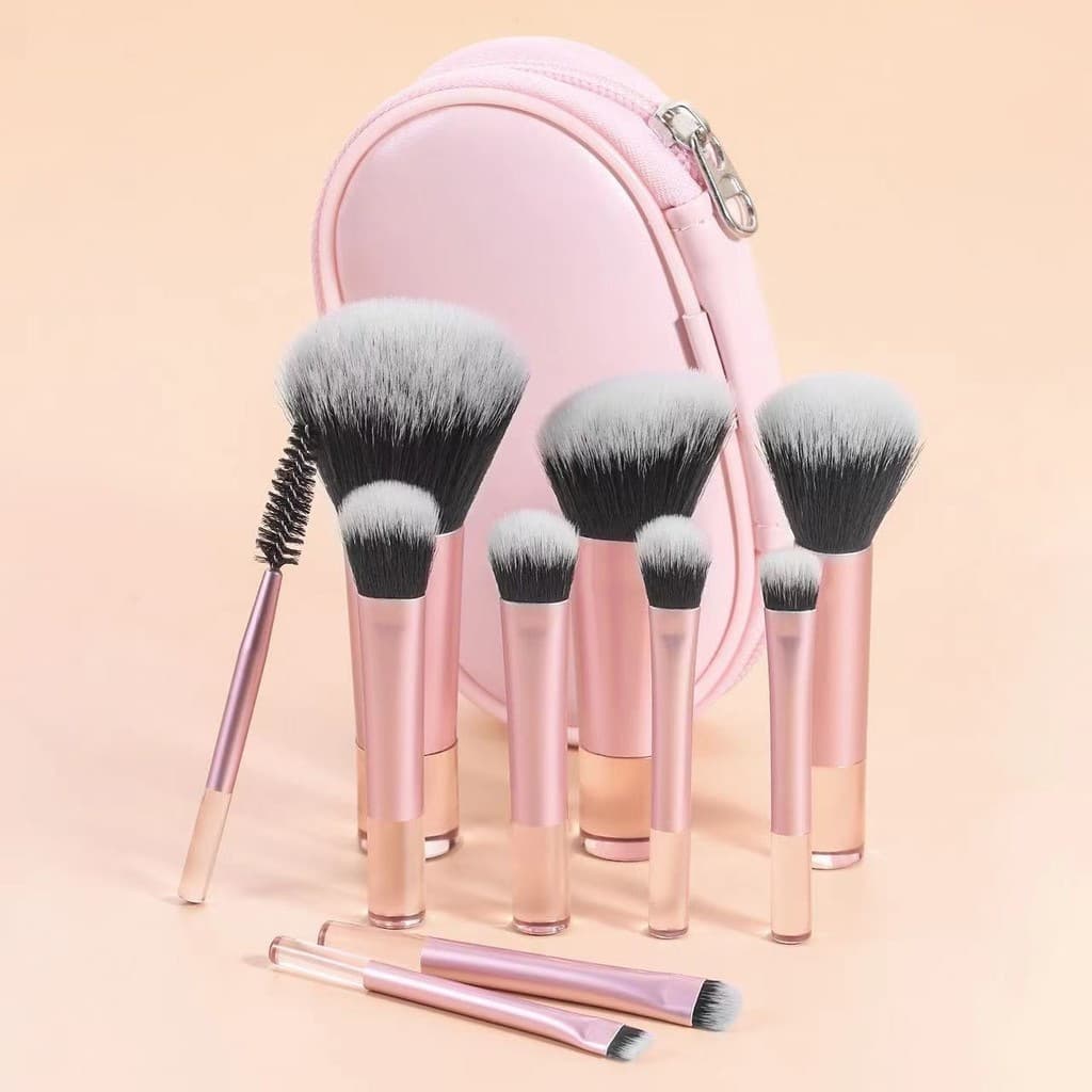 10 Mini Makeup Brushes Set with Nose Shadow Brush, Loose Foundation Brush, Blush Brush, Eye Shadow Brush, Beauty Tools, Portable