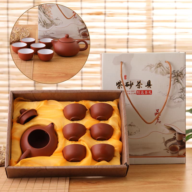 Zisha teapot tea set promotional small gifts real estate insurance company gives customers printable LOGO business gift box