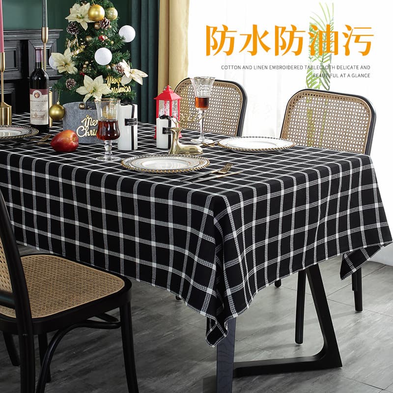 Cross-border Hot Sale Waterproof Oil-proof Christmas Decoration Waffle Tablecloth Rectangular Desk Plaid Cover Cloth Wholesale