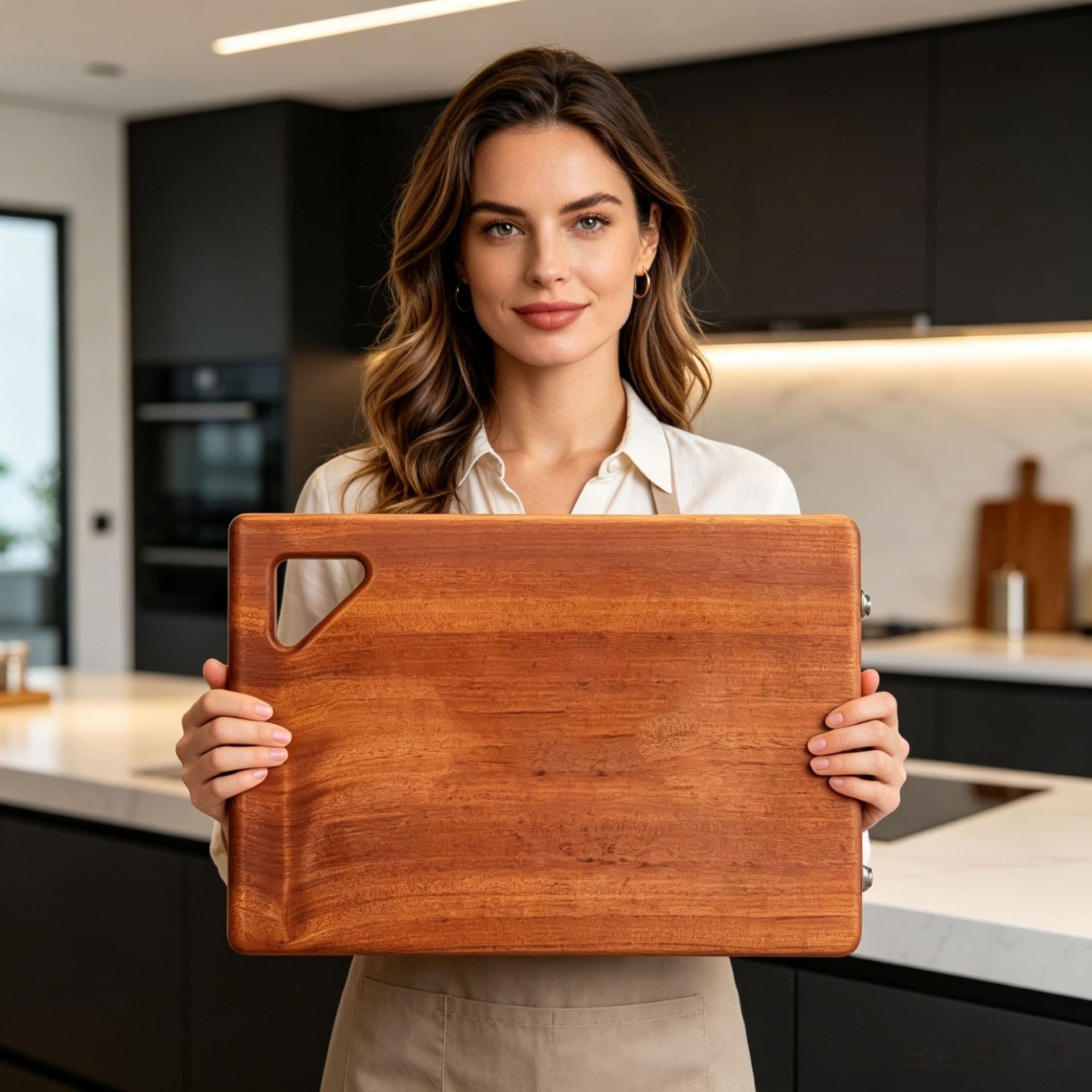 1 Pack African Teak Whole Wood Cutting Board, Thickened, No Splicing, No Glue, No Paint, No Wax, Food Grade, Anti-Mold